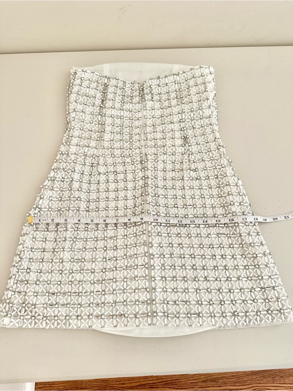 NWT Ramy Brook Harper Beaded Strapless Mini Dress Ivory Silver 6 Bridal $1095 - Picture 8 of 11